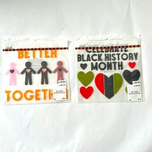 2 - black history gel clings-window decor